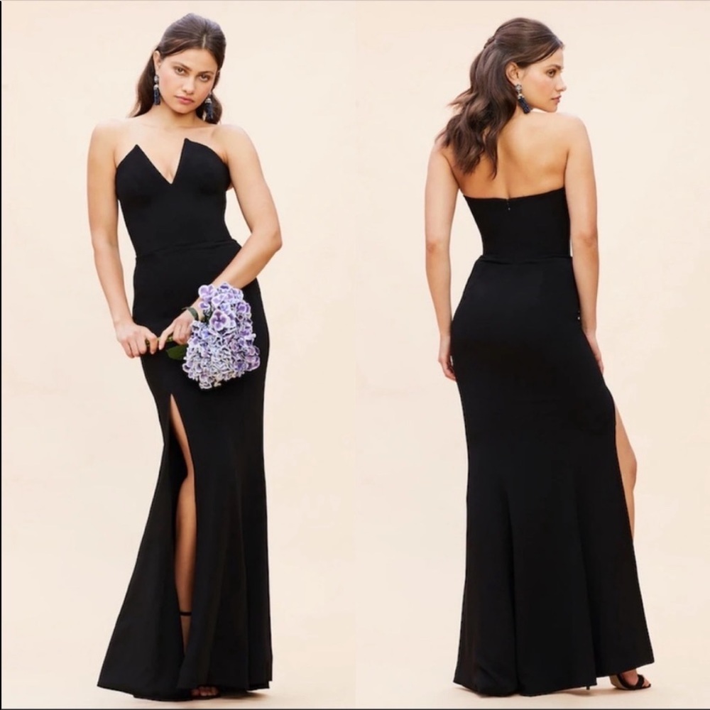 DRESS THE POPULATION Fernanda Strapless Evening Gown in Black Size Medium NWOT
